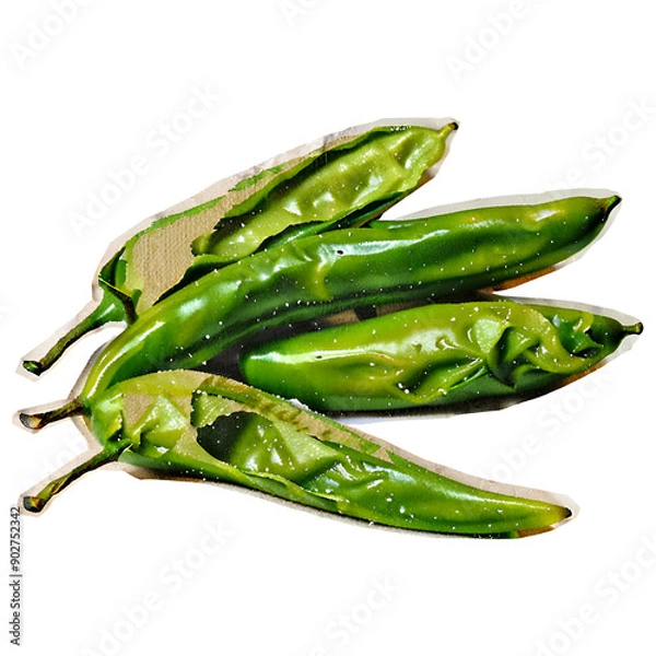 Obraz green chilies on a white background, isolated