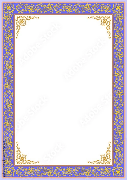 Obraz ornate blue floral border
