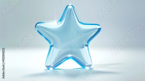 Obraz 3D rendering of a blue glass star, symbolizing achievement and beauty with glass elements.