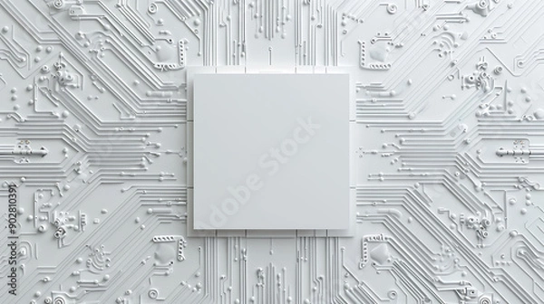 Obraz Abstract White Circuit Board with a Blank Space
