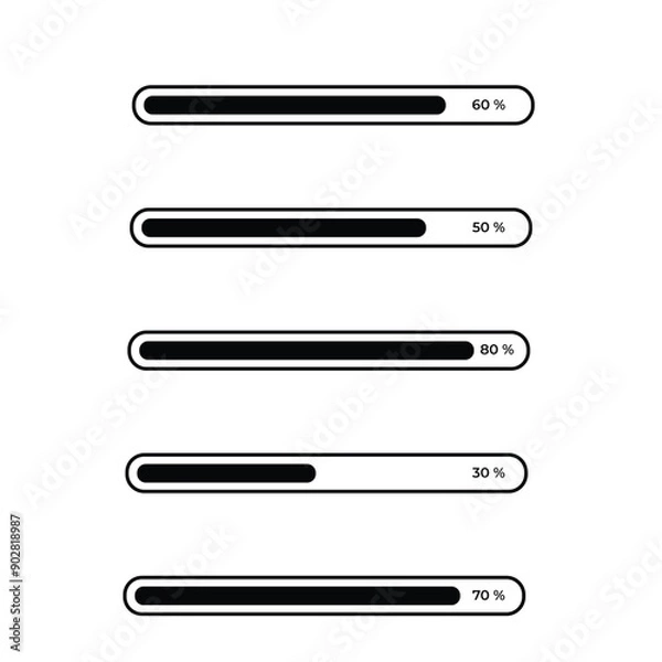 Obraz Set loading bar icons. Progress bar loading signs. Download progress icons	
