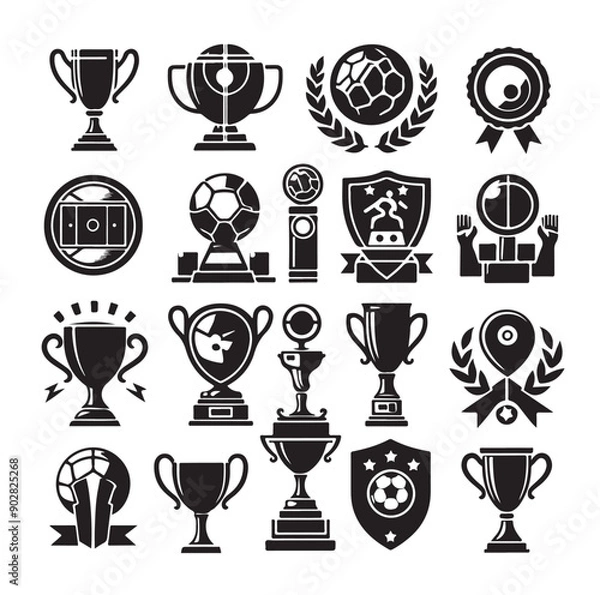 Obraz Trophy cup icon collection vector illustration