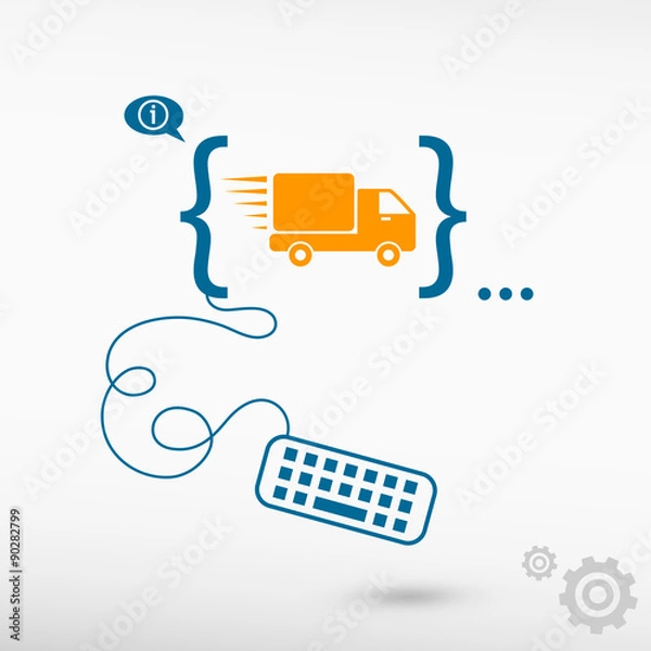 Fototapeta Fast delivery service icon and flat design elements