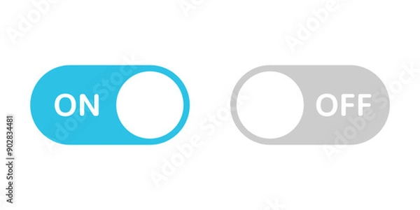 Fototapeta Set of simple isolated switches in different variation. User interfaces buttons. Vector icons in flat style