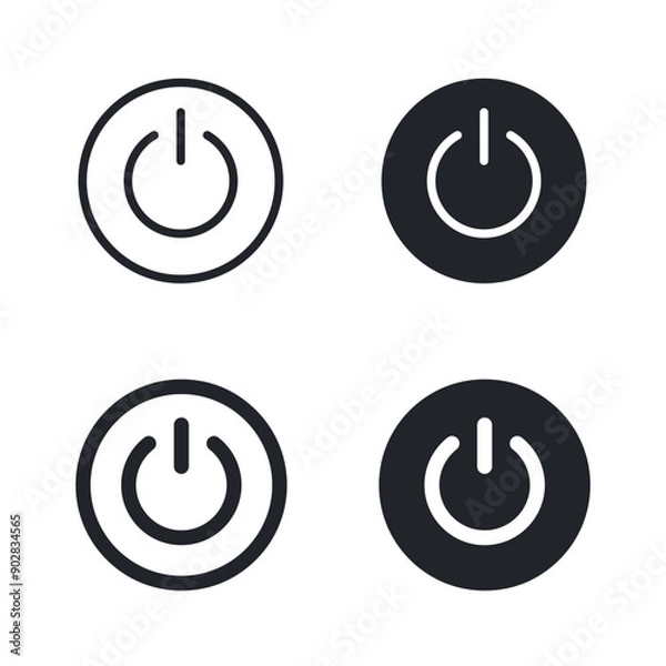 Fototapeta Set of web power switches in different variations for user interface. Vector icon collection in flat style