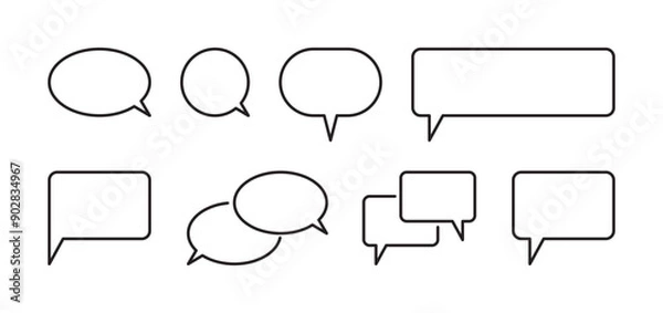 Fototapeta Chat bubble and speech bubble set flat vector illustration.	
