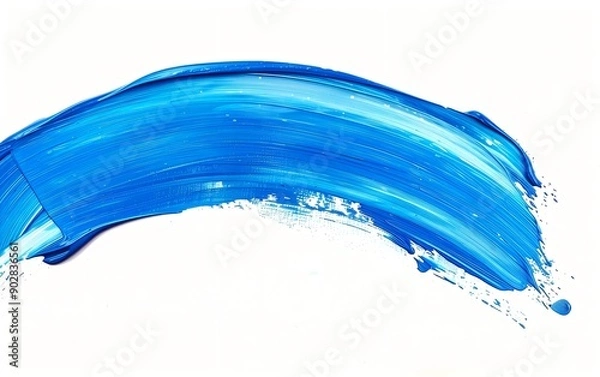 Fototapeta Creativity and Artistic Expression through a Blue Paint Stroke on a White Background 
