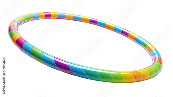 Fototapeta Colorful hula hoop with a rainbow design isolated on a transparent background