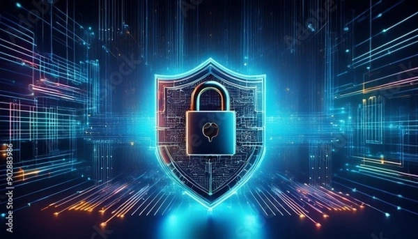 Fototapeta Internet security and data protection concept, blockchain and cybersecurity