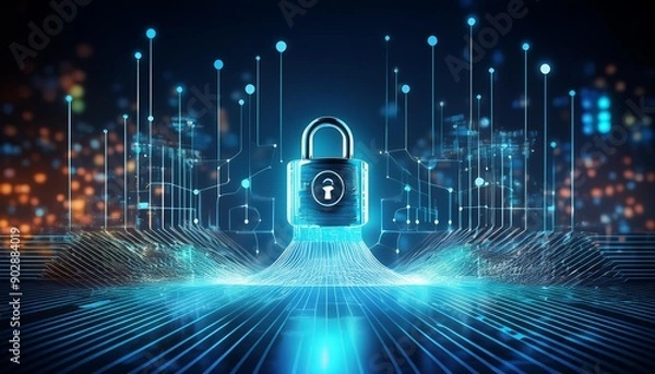Fototapeta Internet security and data protection concept, blockchain and cybersecurity