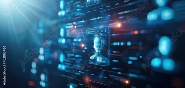 Obraz Holographic user login, virtual interface, futuristic security system