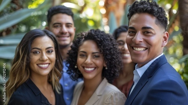 Obraz Diverse Group of Smiling Hispanic or Latinx Professionals Outdoors