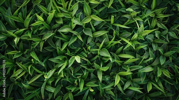 Fototapeta Top view of vibrant green grass background, ideal for garden concepts or creating a lush backdrop for various uses.