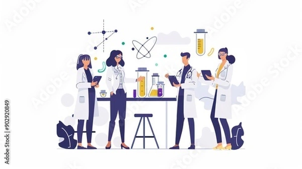 Fototapeta A scientist explaining biotechnology applications to colleagues