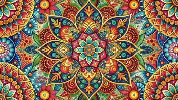 Obraz A Tapestry of Time: Celebrating Life's Journey Through Vibrant Patterns  Generative AI
