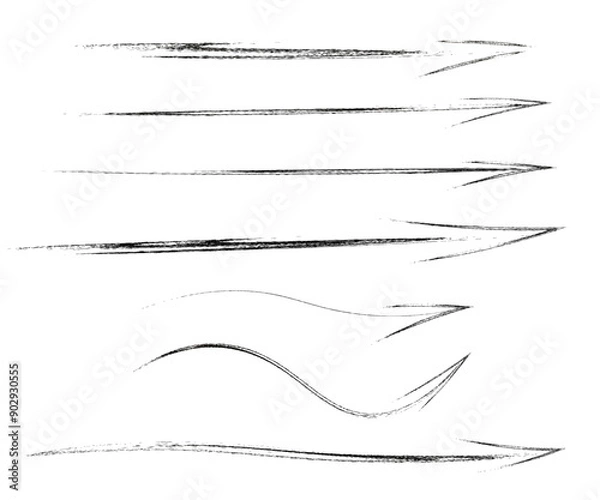 Fototapeta Set of abstract textured arrows in black.