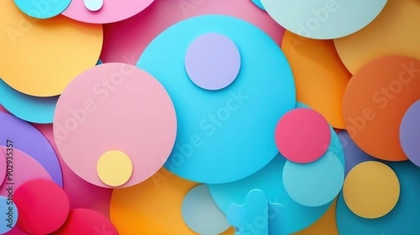 Fototapeta Colorful Abstract Background: A Vibrant Design with Circles in Pink, Blue, Orange