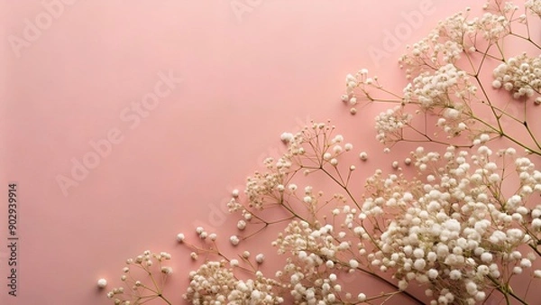 Obraz Baby's Breath Blooms on a Dusty Rose Canvas  AI generated