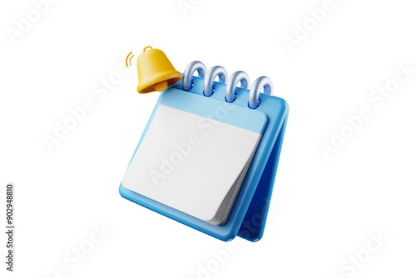 Fototapeta 3D calendar icons mark the date and time for event meeting reminders. Calendar with 3D clock for appointments, due dates, vacation planning. 3d alarm clock illustration
