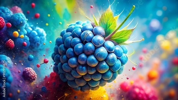 Fototapeta A Symphony of Blue: Abstract Blue Raspberry Burst  generative AI