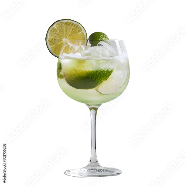 Fototapeta Isolated Arctic Lime Fizz Cocktail Drink Glass on a Transparent Background, Png Format, 3d Cocktail Drink Glass Image