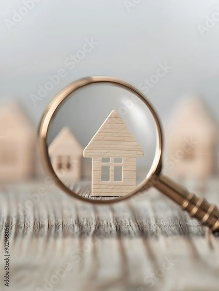 Fototapeta Magnifying Glass Examining the Role of Real Estate in an Investment Portfolio