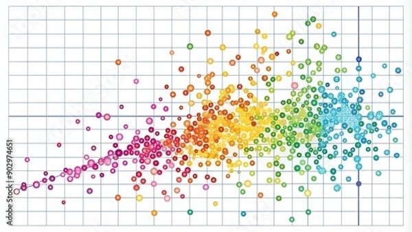 Fototapeta A Symphony of Scattered Data: Exploring Correlation with a Vibrant Scatter Plot  AI generated