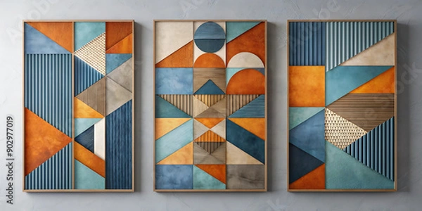 Obraz set of three frames with a geometric pattern