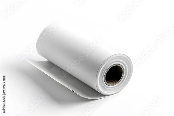 Fototapeta A Roll of Blank White Paper on a Clean Surface