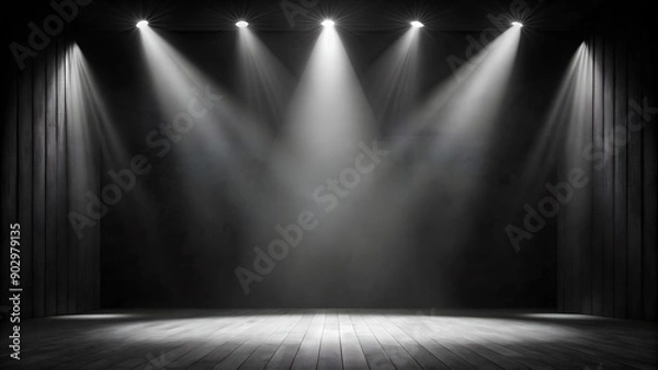 Fototapeta Monochrome Majesty: A Stage Bathed in Shadow and Light  AI generated