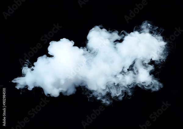 Fototapeta White Smoke Cloud in Motion on Black Background, Isolated on Black Background, Studio Shot
