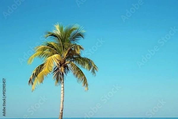 Fototapeta Serene Palm Tree Against a Clear Blue Sky