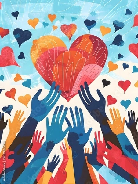 Fototapeta Illustration of A social worker actively helping a community, balancing their energetic efforts with emotional intelligence and empathy. Ai Generate.
