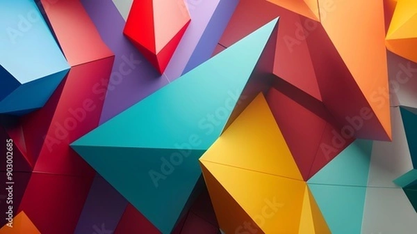 Fototapeta A minimalist geometric background with clean lines and sharp angles in bold colors 