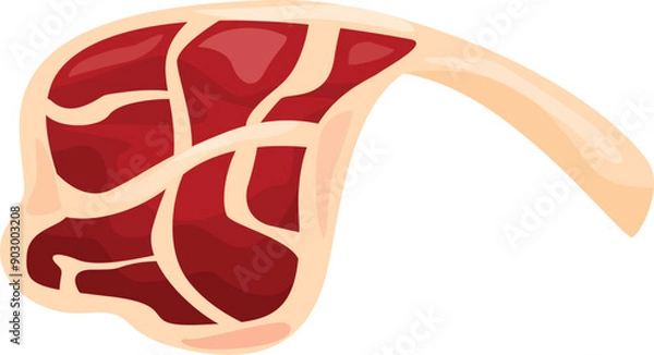 Fototapeta Fresh red meat chop with bone in, showing marbling detail