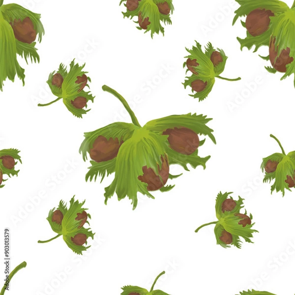 Obraz Seamless pattern hazelnut on an isolated background
