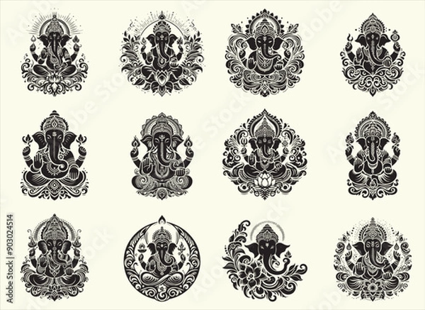 Obraz Ganesha Silhouette Vector Illustration