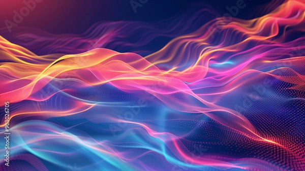 Fototapeta sound waves bouncing off surfaces, bright and vibrant colors