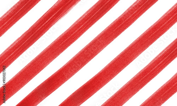 Fototapeta Abstract striped background of watercolor oblique red lines in festive style
