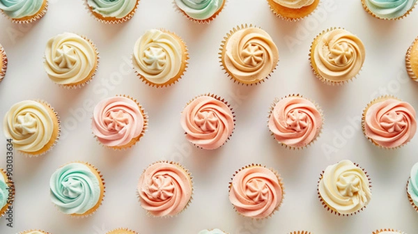 Fototapeta Elegant Display of Mini Cupcakes with Pastel Frosting