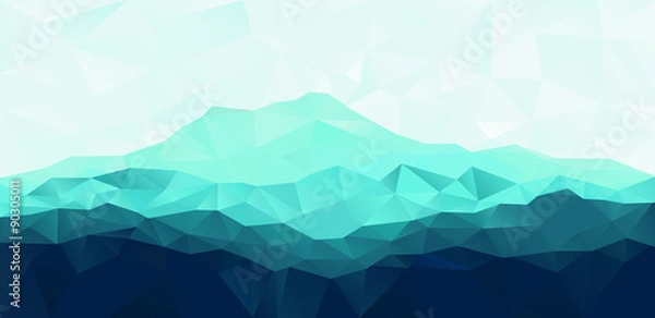 Fototapeta Triangle geometrical background with blue mountain