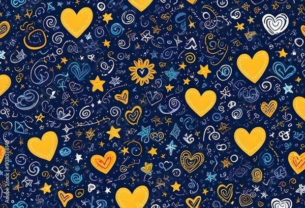 Fototapeta Seamless pattern with hearts