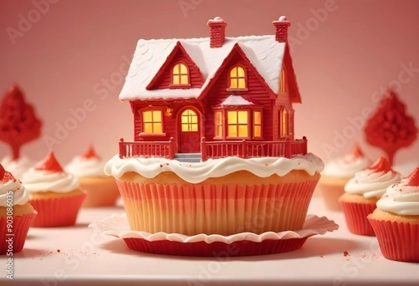 Fototapeta tiny home on cupcake