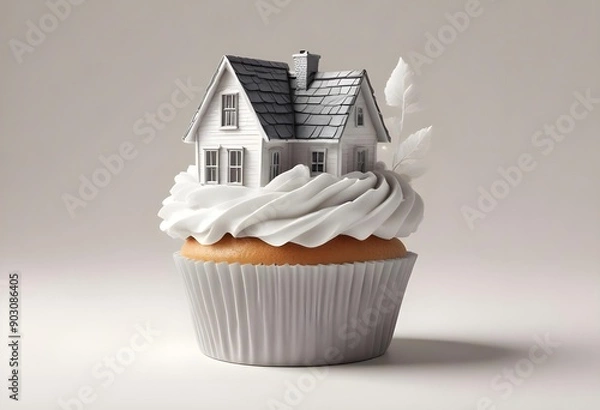 Fototapeta tiny home on cupcake