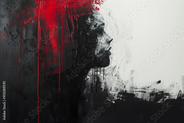 Obraz a face emerging from blackness