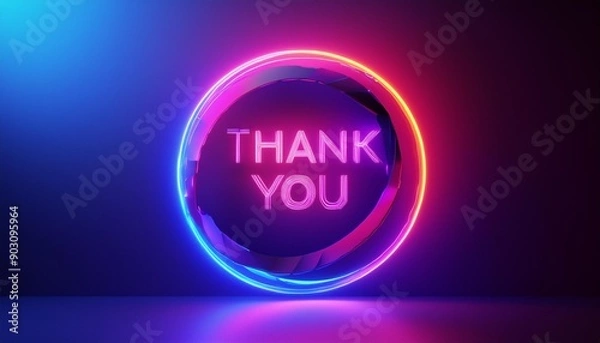 Fototapeta Thank you message for card, presentation, business. Expressing gratitude, acknowledgment and appreciation. Minimalist abstract design with white cut out paper on blue background.