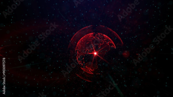 Fototapeta Digital red planet of Earth, 3D animation