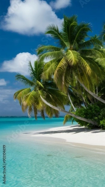 Fototapeta tropical island with palm trees