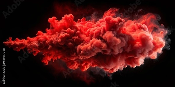 Fototapeta A Vibrant Red Smoke Cloud with a Unique and Abstract Texture Appears