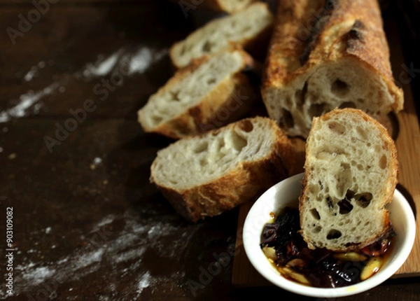 Obraz sourdough bread baguette oil 